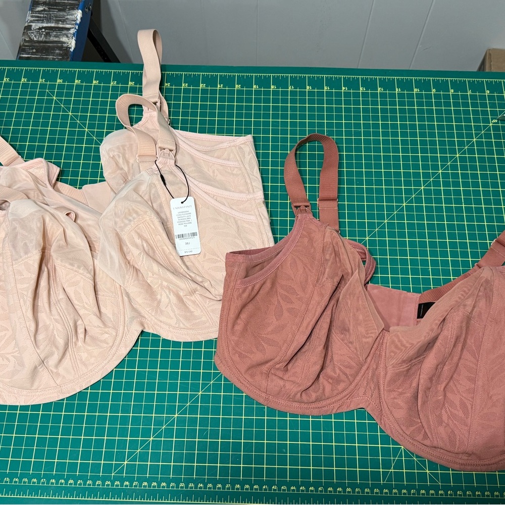 Women's Lace-Texture Underwire Nursing Bra s- Pink & Dusty Rose